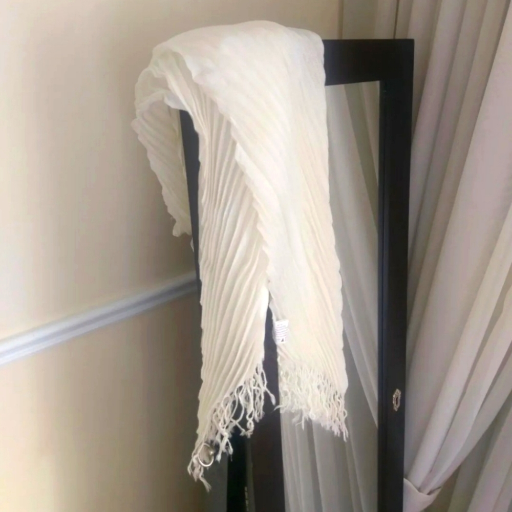Cream White Shiffon Long Scarf 140cm*34cm